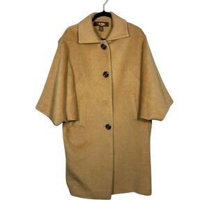 Victor Alfaro Rabbit Hair Wool Luxury Blend Coat Womens Medium Tan Brown Neutral